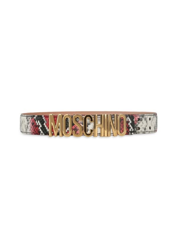 Ремень Moschino Logo Snakeskin Print из телячьей кожи Moschino