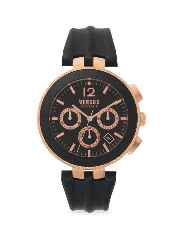 Часы Gent Chrono с браслетом из нержавеющей стали, корпус 44 мм, с розовым золотом и логотипом Versus Versace