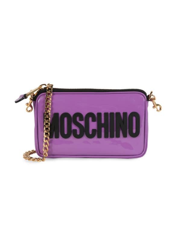 Сумка через плечо из лакированной кожи с логотипом Moschino