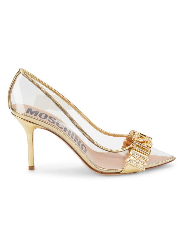 Туфли на шпильке с декорированным логотипом Moschino Couture