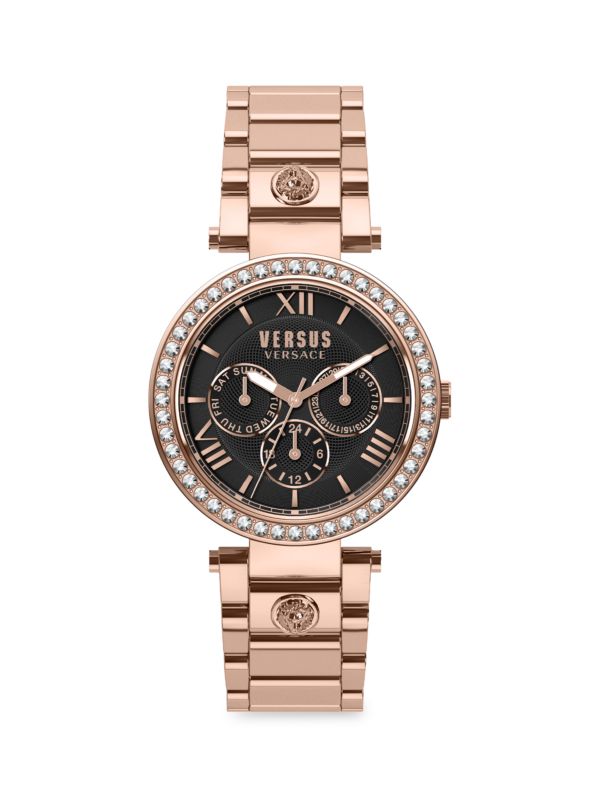 Часы-браслет Camden Market Crystal с хронографом из нержавеющей стали и кристаллов розового золота, 38 мм, IP Versus Versace