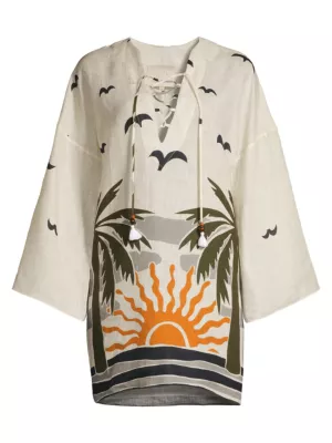 Sonne Turin Printed Linen Minidress Cala de la Cruz