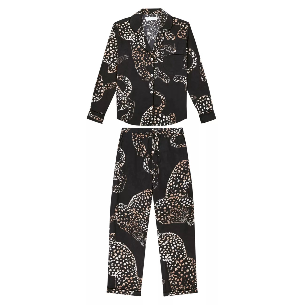 Хлопковый пижамный комплект с принтом Jaguar Desmond & Dempsey