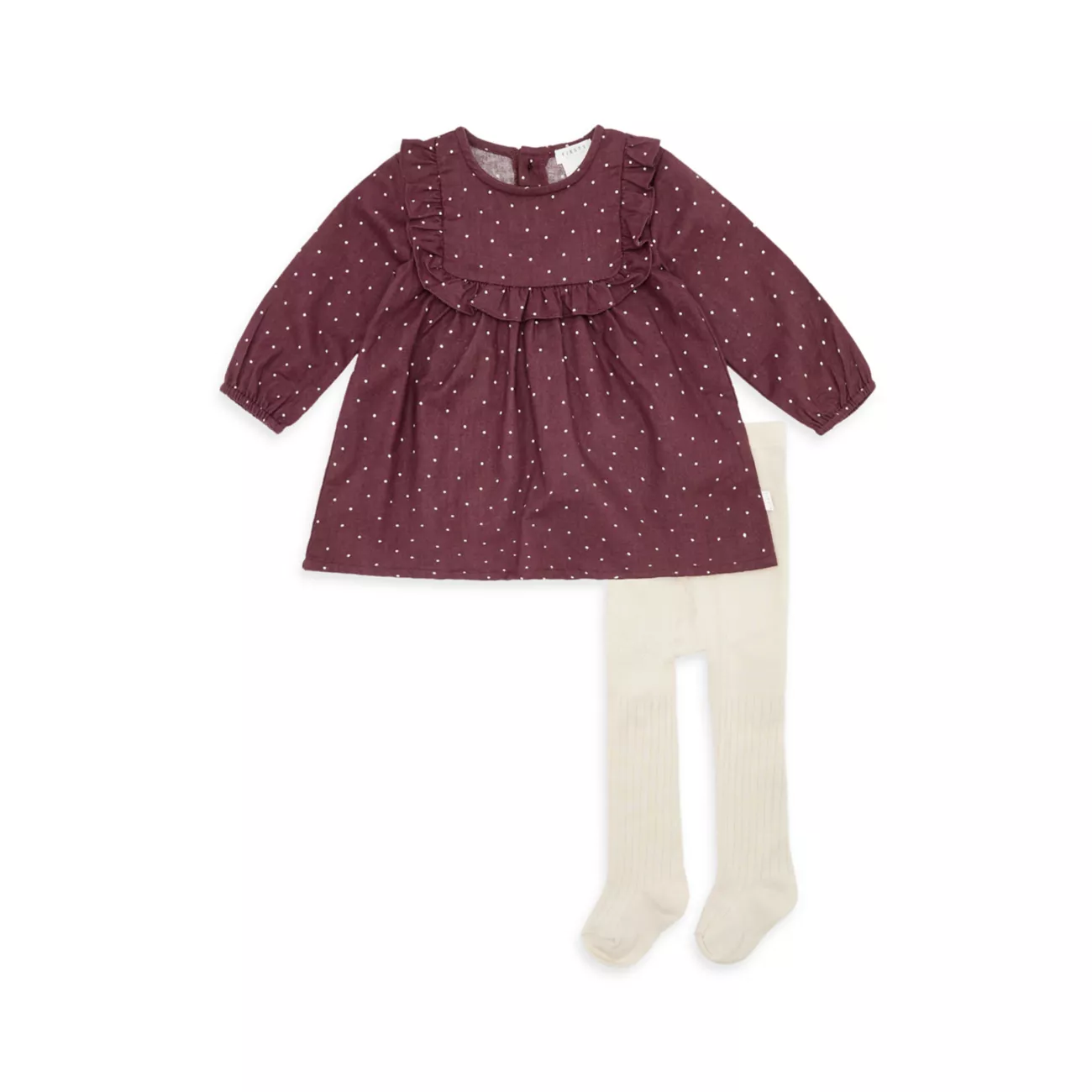 Платье в горошек с оборками для маленьких девочек и amp; Комплект колготок в рубчик Firsts by Petit Lem