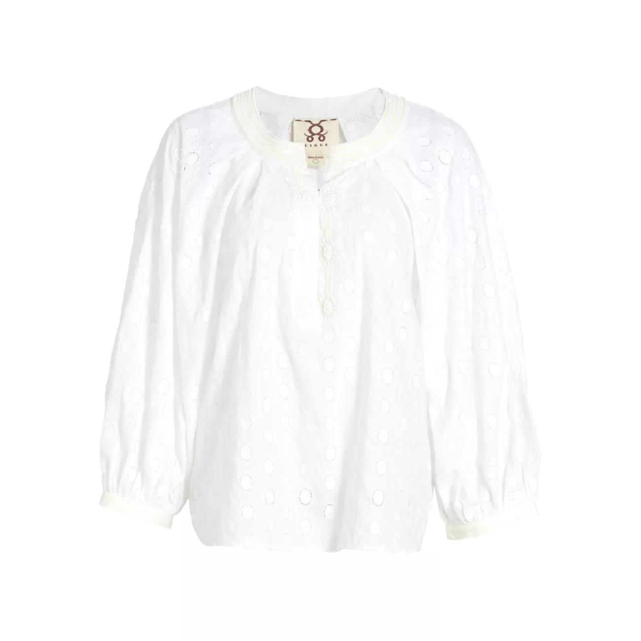 Cristina Embroidered Cotton Blouse Figue