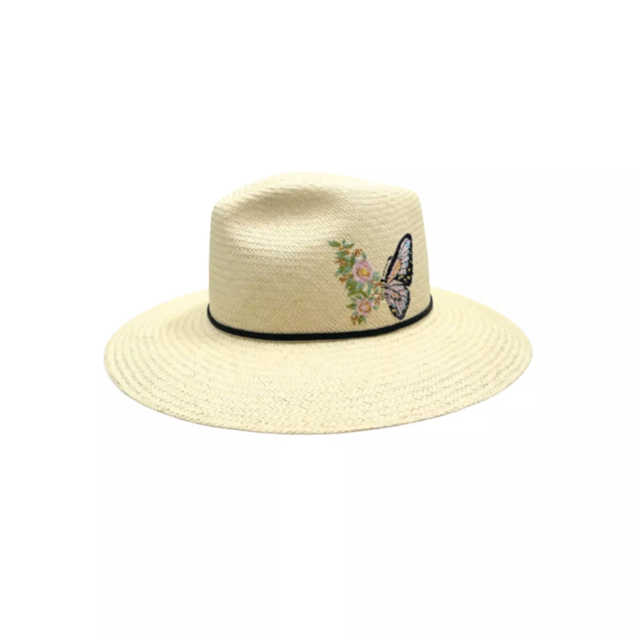 Соломенная шляпа-федора Mariposa с вышивкой FREYA