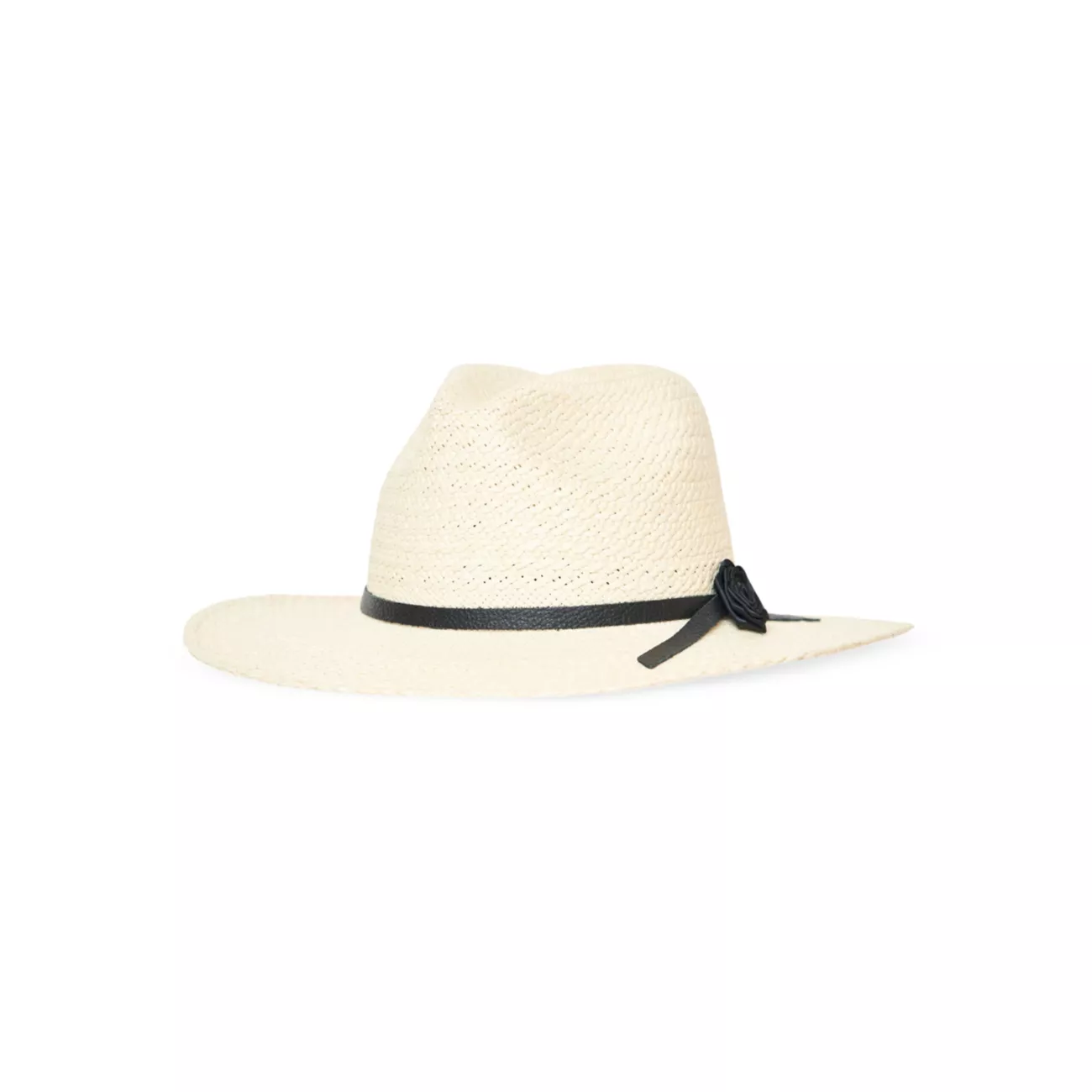 Rhode Leather-Trimmed Straw Hat FREYA