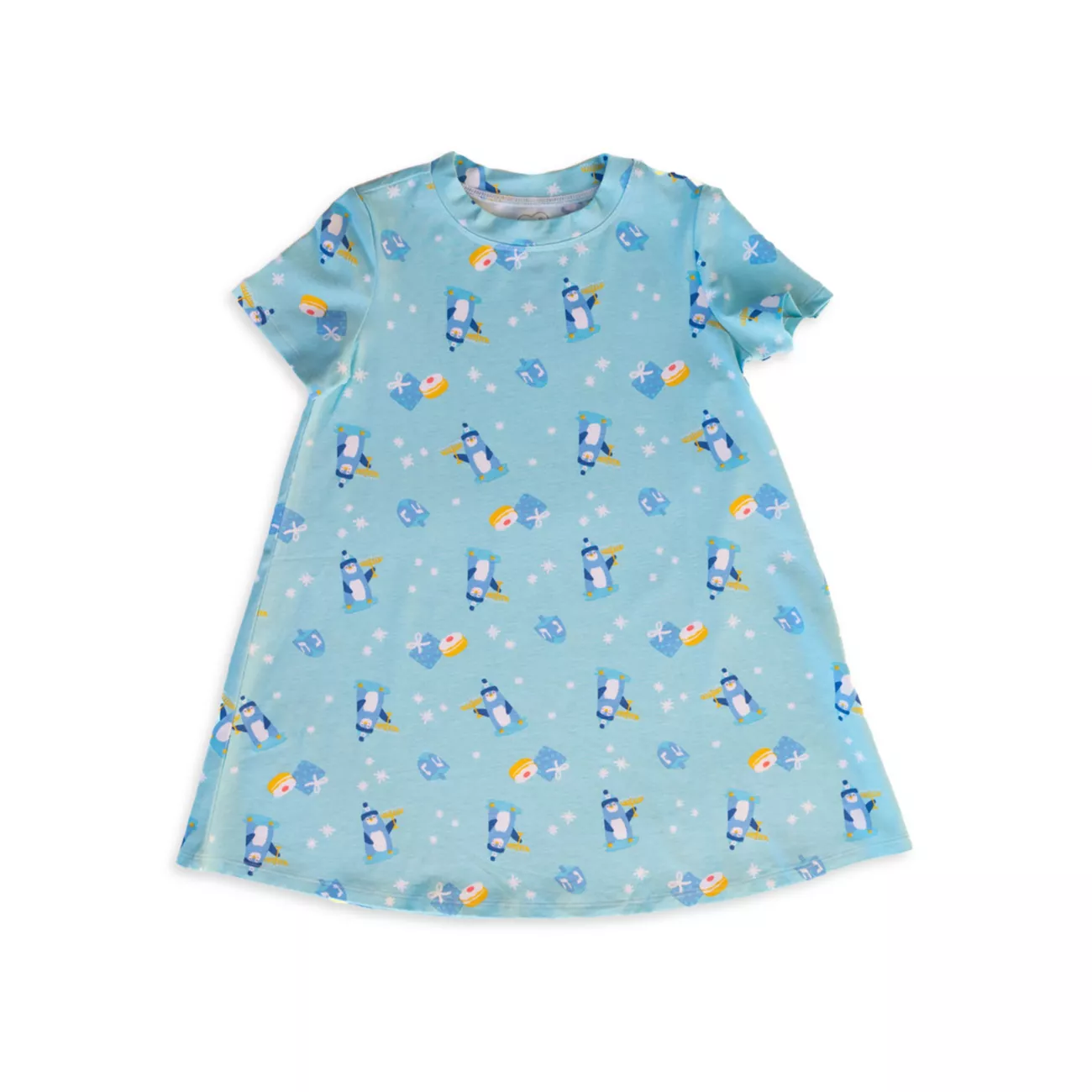 Маленькая девочка и усилитель; Ночная рубашка с принтом Ханнуки и пингвинов для девочек Lovey&Grink