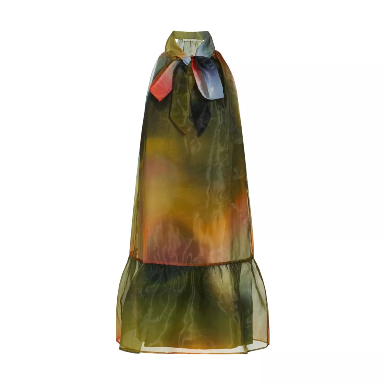 Платье Nikki Peridot из органзы с вырезом халтер и воротником-стойкой MARIE OLIVER