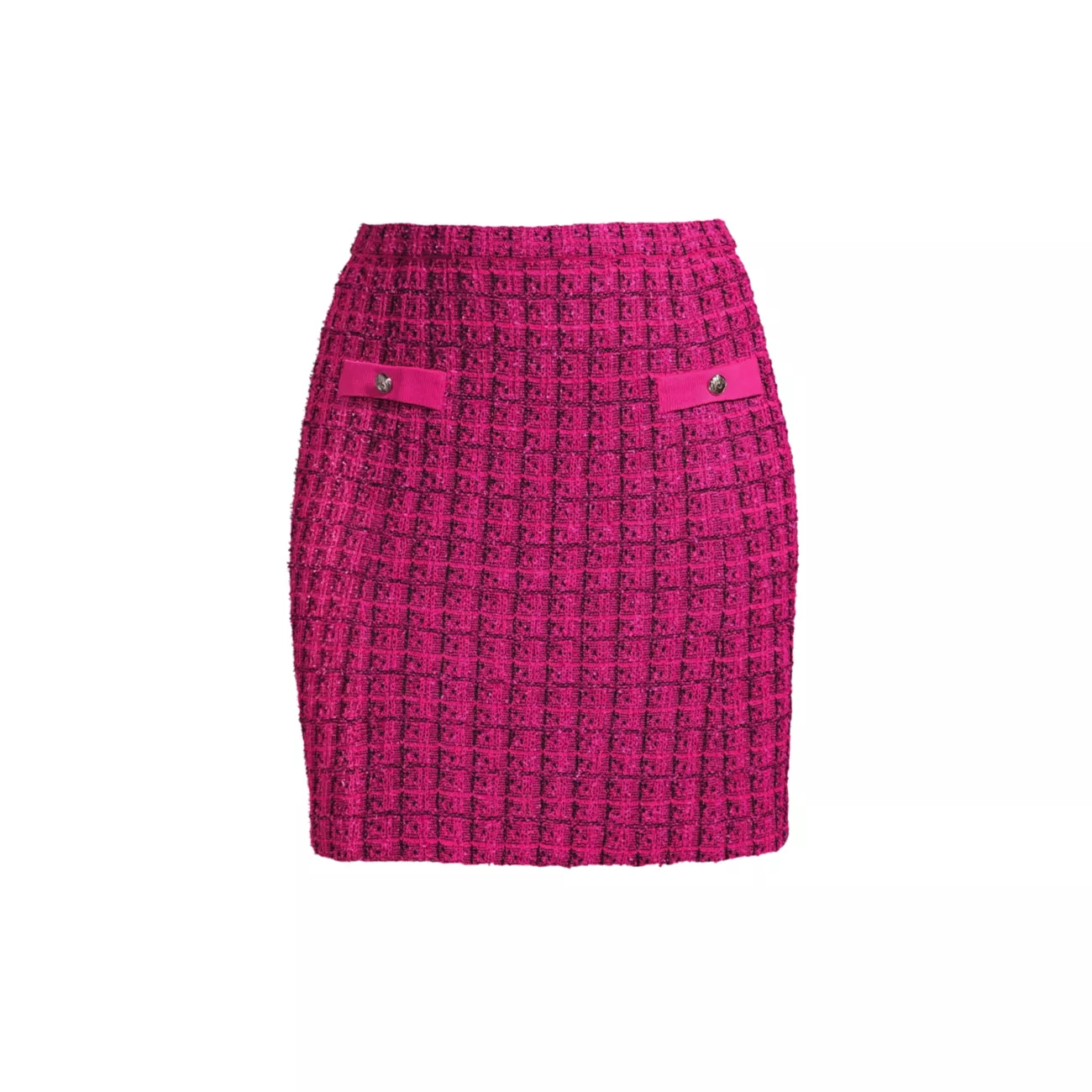 Tweed Check Knit Miniskirt Ming Wang