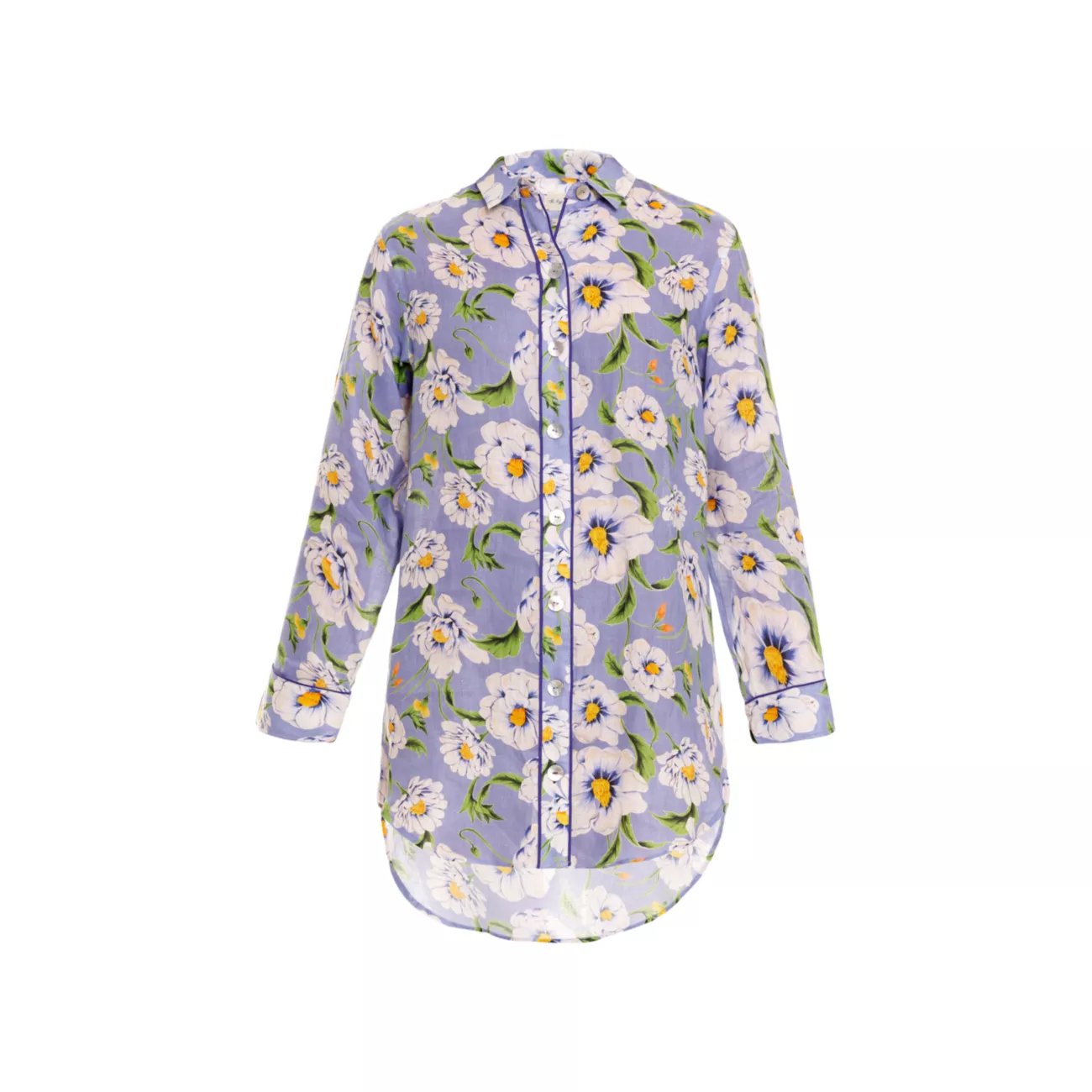 Льняное мини-платье-рубашка с цветочным принтом The Lazy Poet