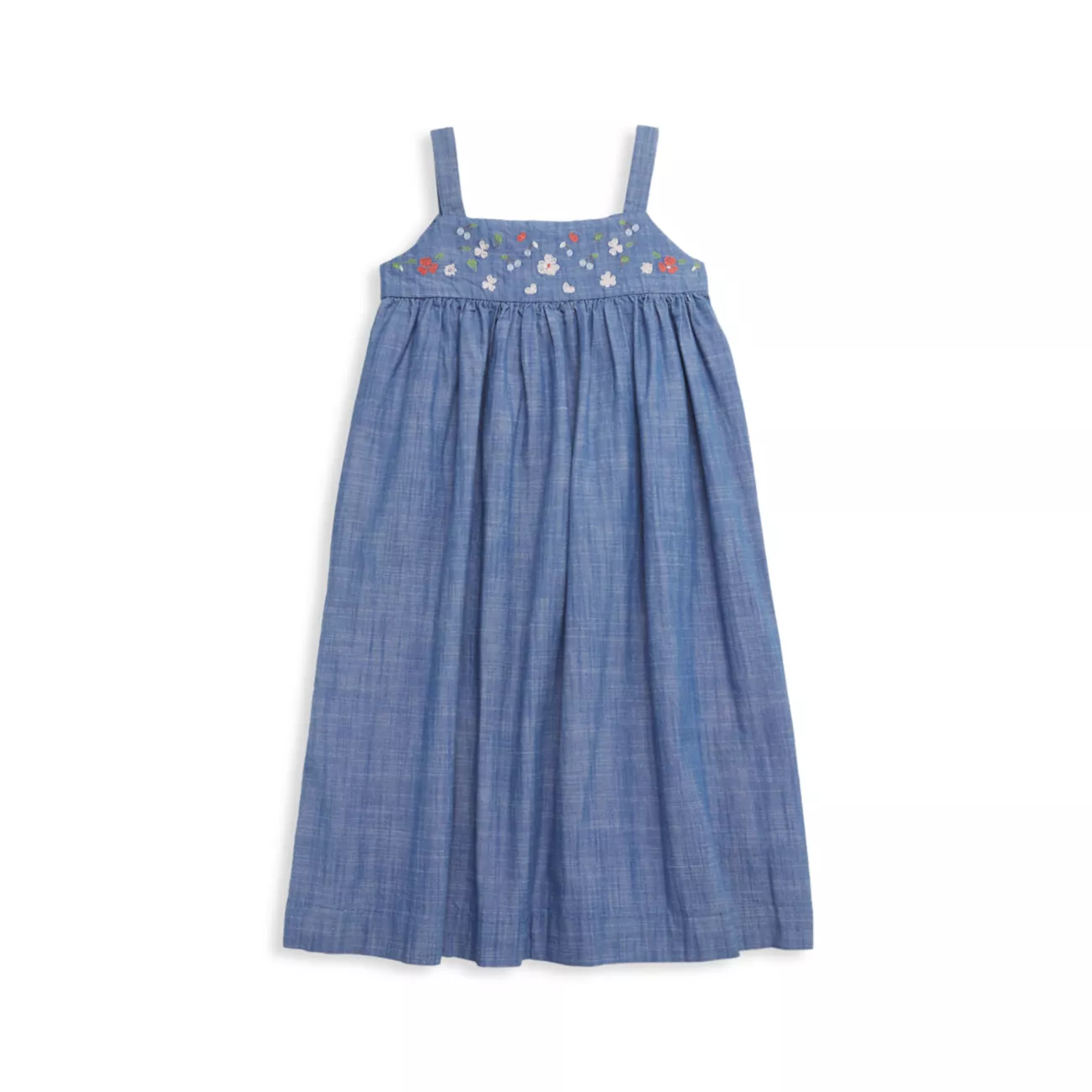 Маленькая девочка и усилитель; Платье для девочки с вышивкой из шамбре Bonpoint