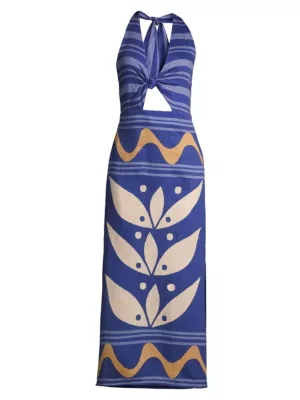 Sonne Eli Printed Cotton Midi-Dress Cala de la Cruz