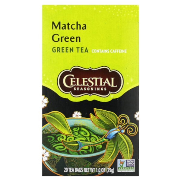 Зеленый чай, матча, 20 чайных пакетиков по 1 унции (29 г) каждый Celestial Seasonings