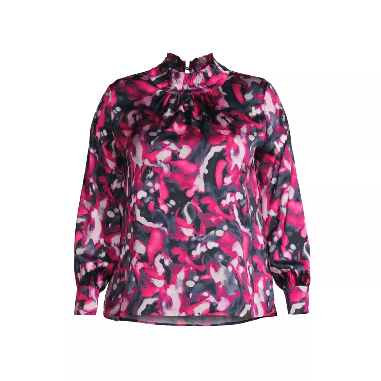 Printed Mock Turtleneck Blouse Ming Wang