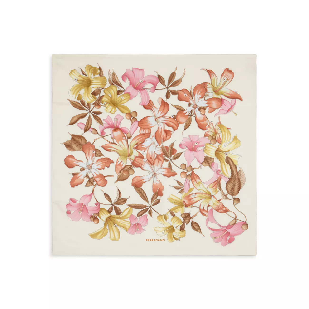 Floral Silk Square Scarf Ferragamo