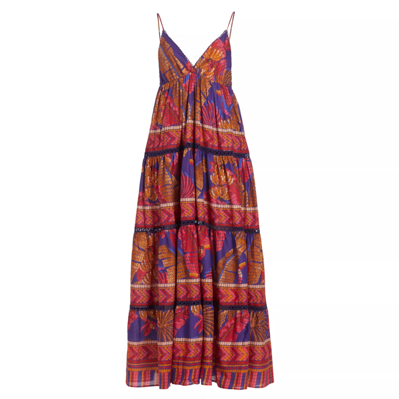 Платье макси из хлопковой вуали с мозаикой Forest Farm Rio