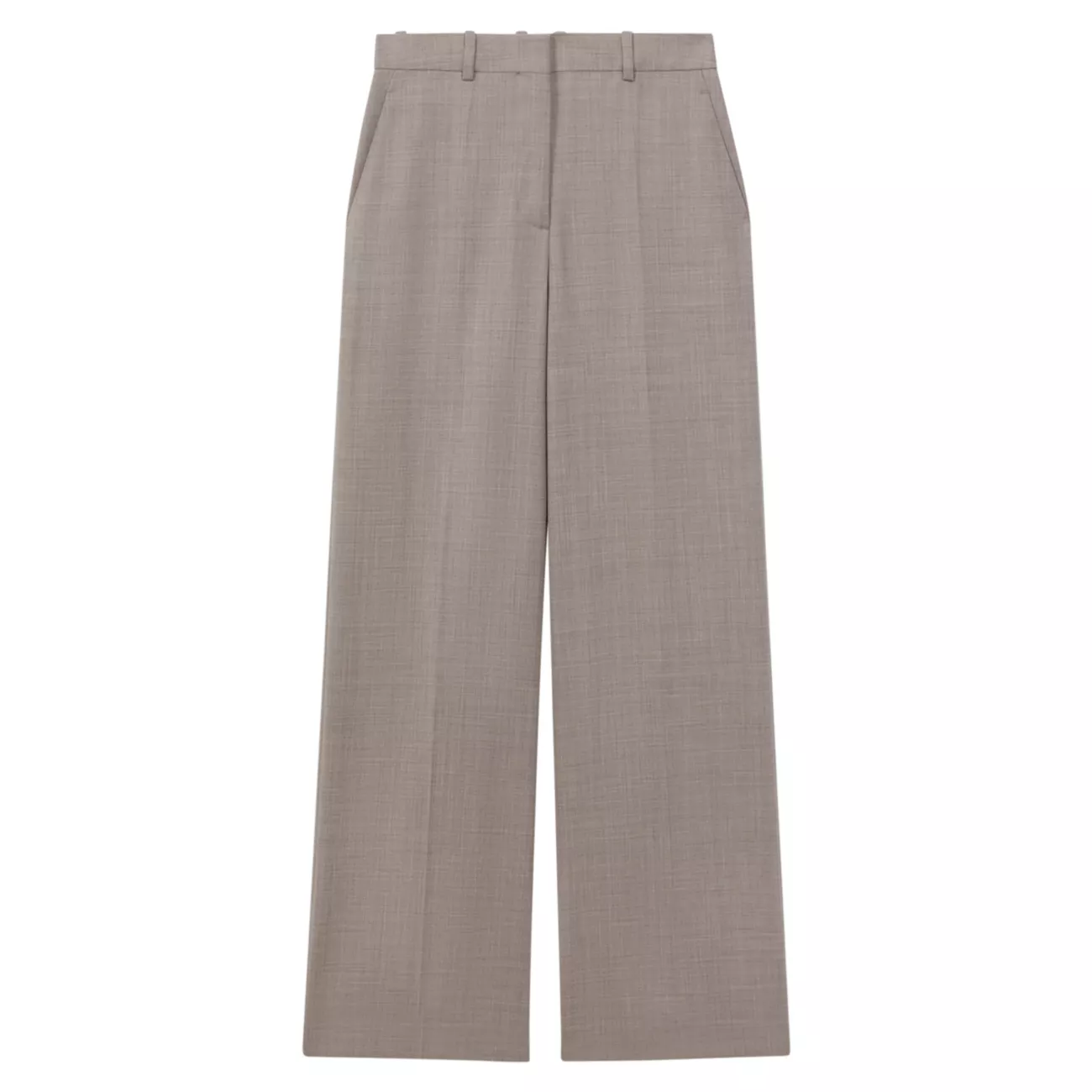Широкие брюки из эластичной шерсти орехового цвета REISS