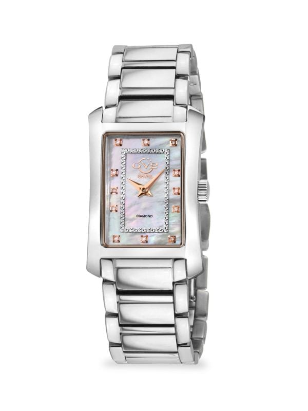 Часы Luino с браслетом из нержавеющей стали, перламутра и бриллиантов, 23 мм GV2