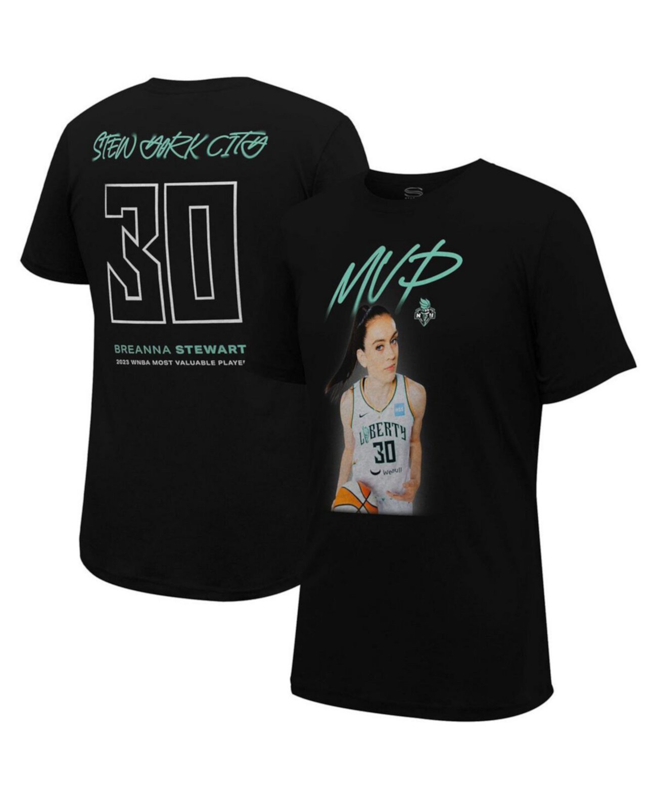 Унисекс черная футболка Breanna Stewart, Нью-Йорк Либерти, 2023 WNBA MVP Stadium Essentials