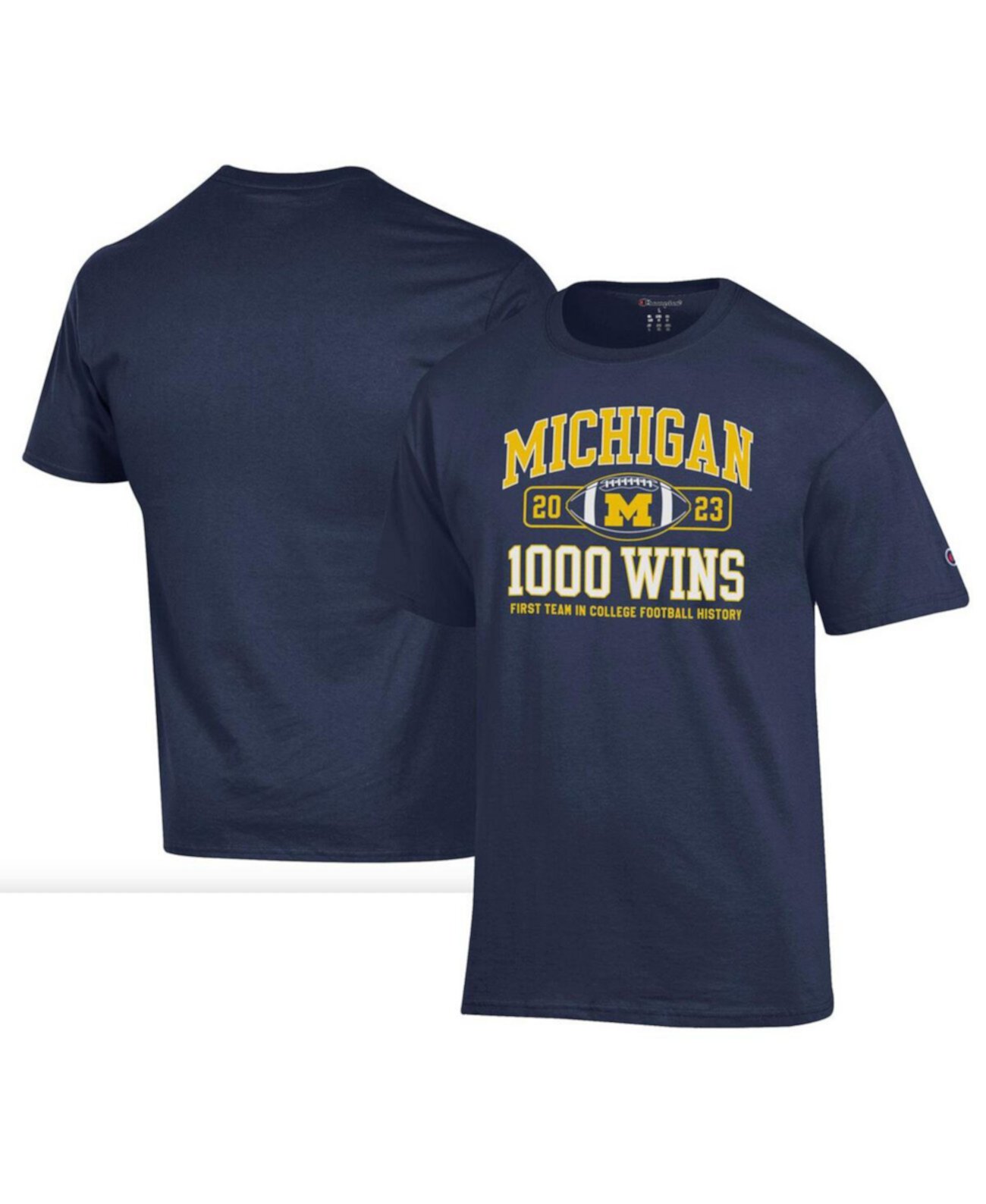 Мужская футболка Champion Michigan Wolverines Football 1,000 Wins из 100% хлопка Champion