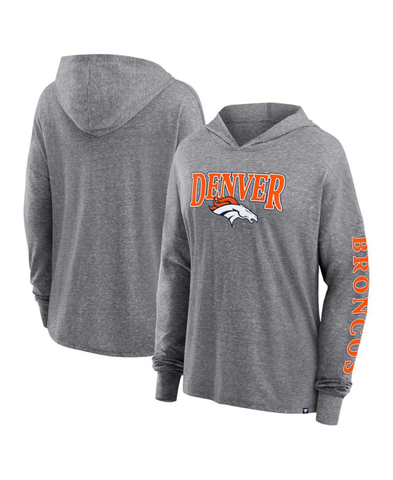 Женский пуловер с капюшоном серого цвета Denver Broncos Classic Outline Fanatics