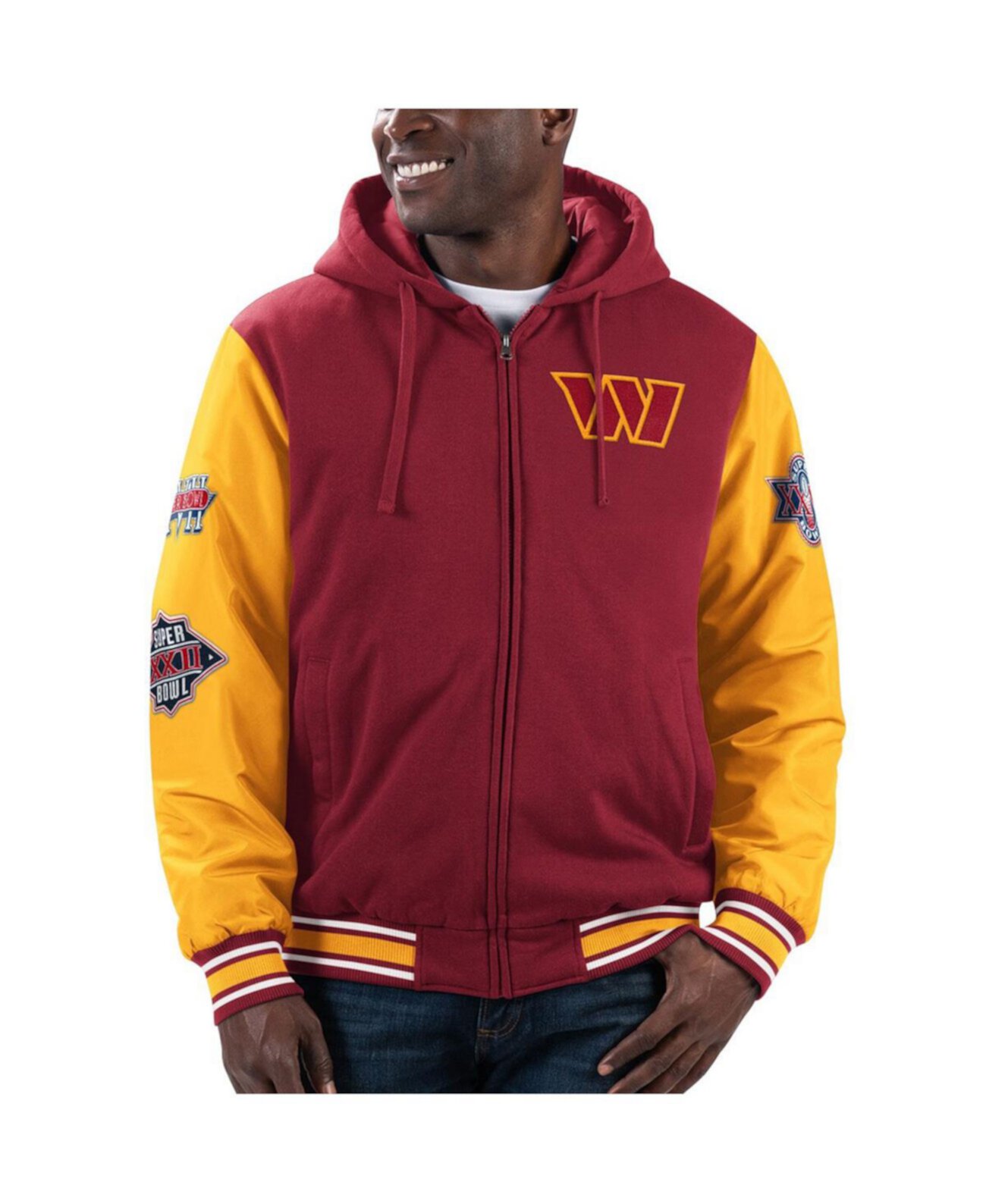 Мужская бордовая золотистая куртка с капюшоном и молнией во всю длину Washington Commanders Player Option G-III Sports