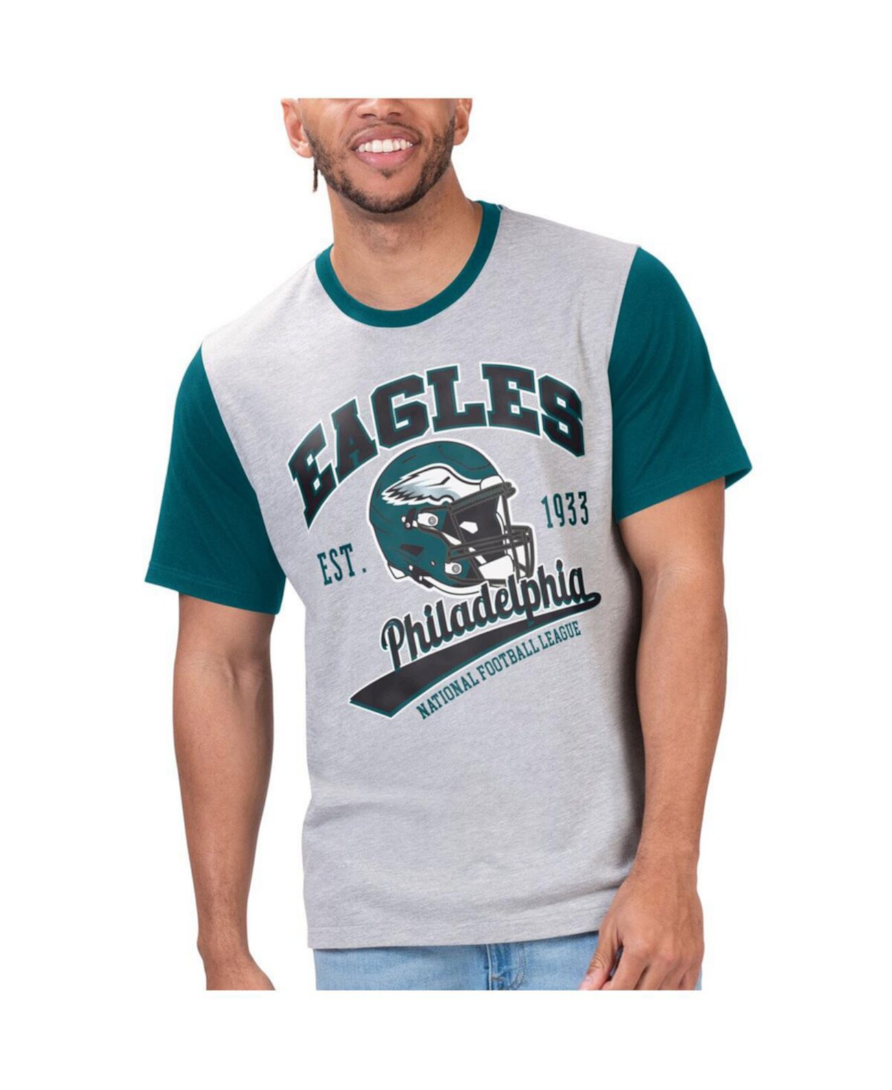 Мужская футболка Philadelphia Eagles Black Label с ярким графическим принтом и короткими рукавами G-III Sports