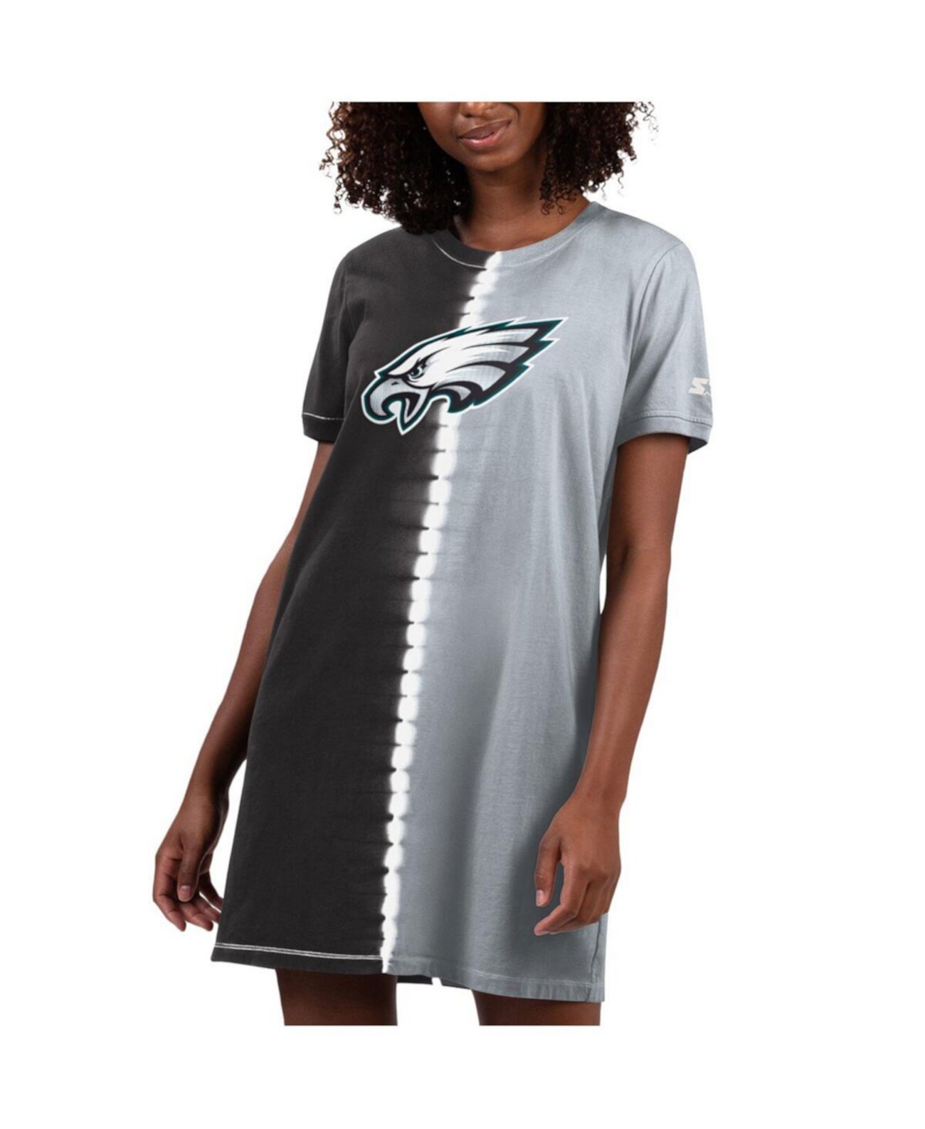 Черное женское платье-футболка Philadelphia Eagles Ace Tie Dye Starter