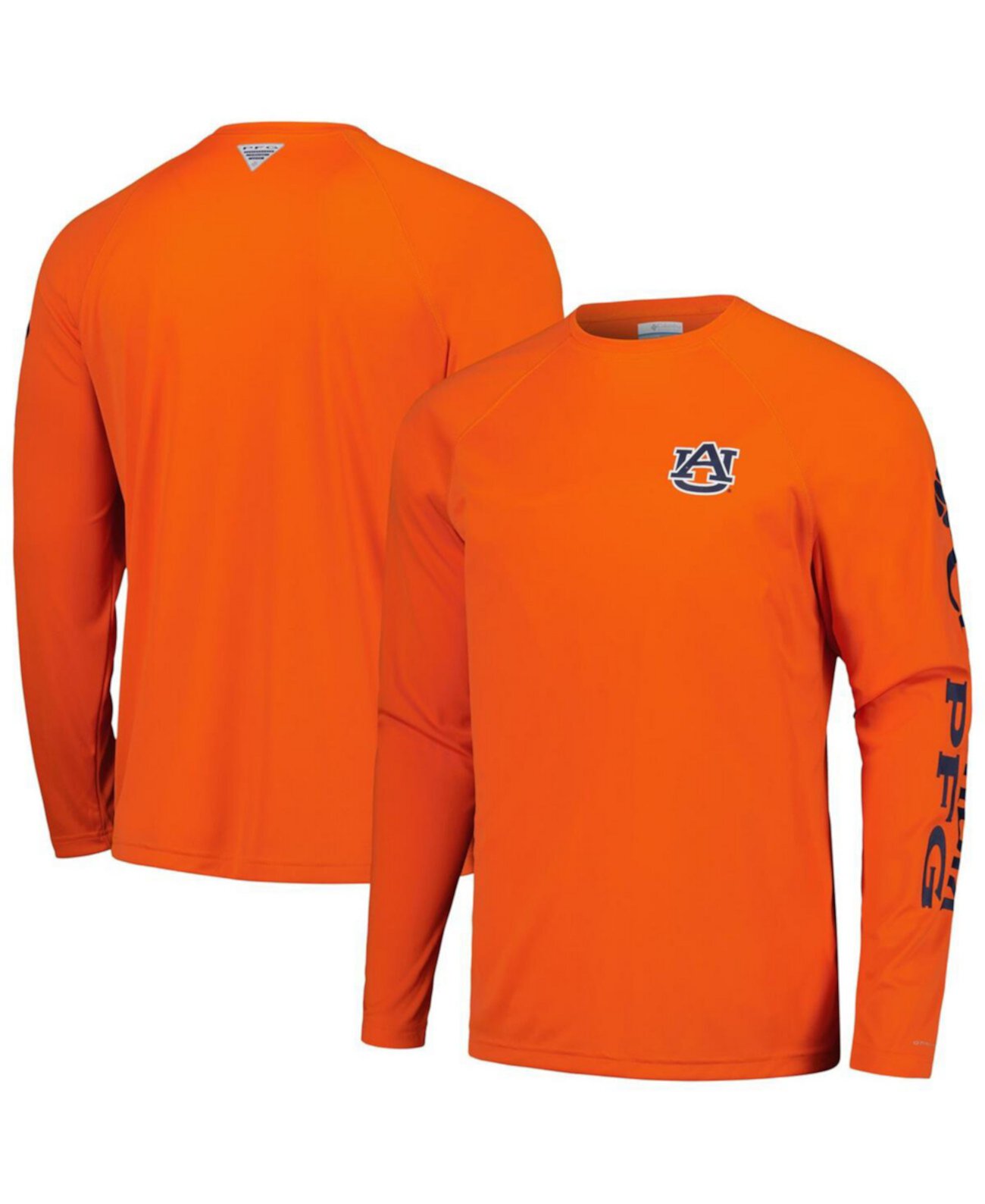 Мужская оранжево-каштановая футболка Tigers Terminal Tackle Omni-Shade реглан с длинным рукавом Columbia