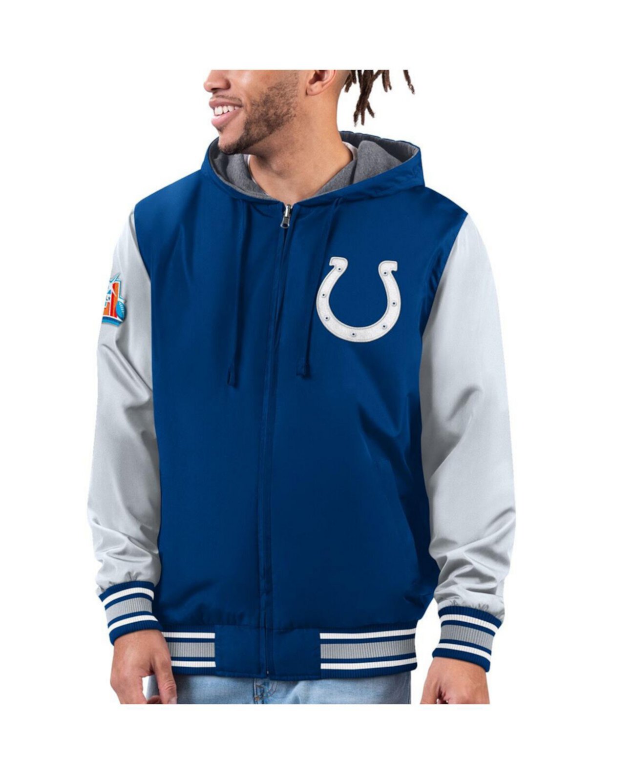 Мужская двусторонняя куртка на молнии Indianapolis Colts в королевском и сером цветах G-III Sports