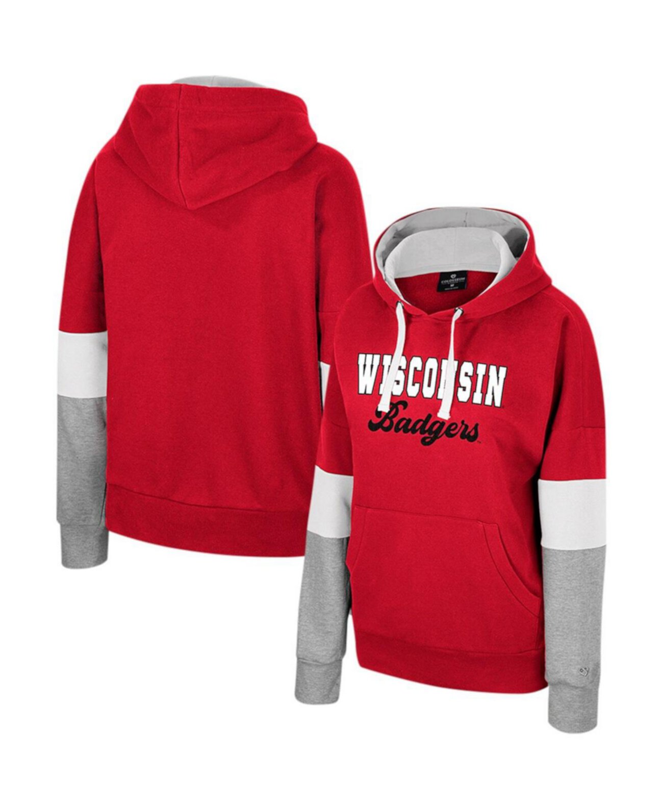 Женское худи оверсайз с цветными блоками в красном цвете Wisconsin Badgers Colosseum