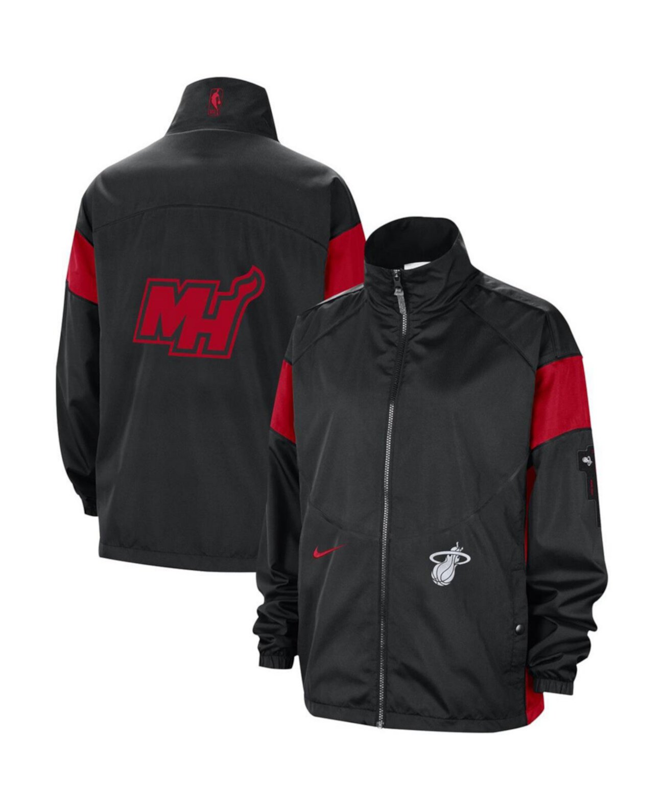Женская черно-красная куртка Miami Heat 2023/24 City Edition Courtside Swoosh Fly с молнией во всю длину Nike