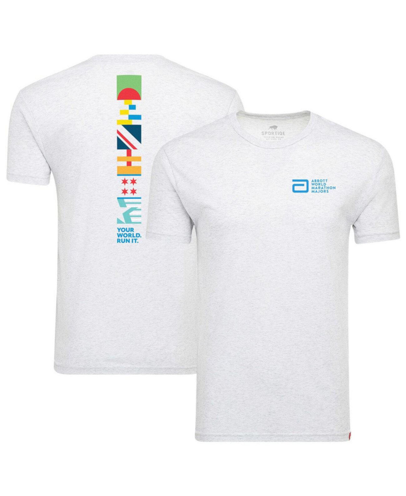 Удобная футболка Tri-Blend для мужчин и женщин White World Marathon Majors Sportiqe