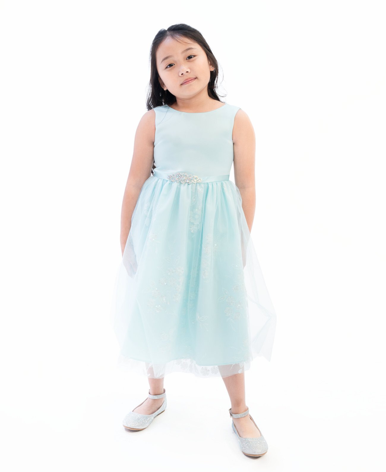 Вечернее платье без рукавов с пайетками и блестящей сеткой для маленьких девочек Rare Editions