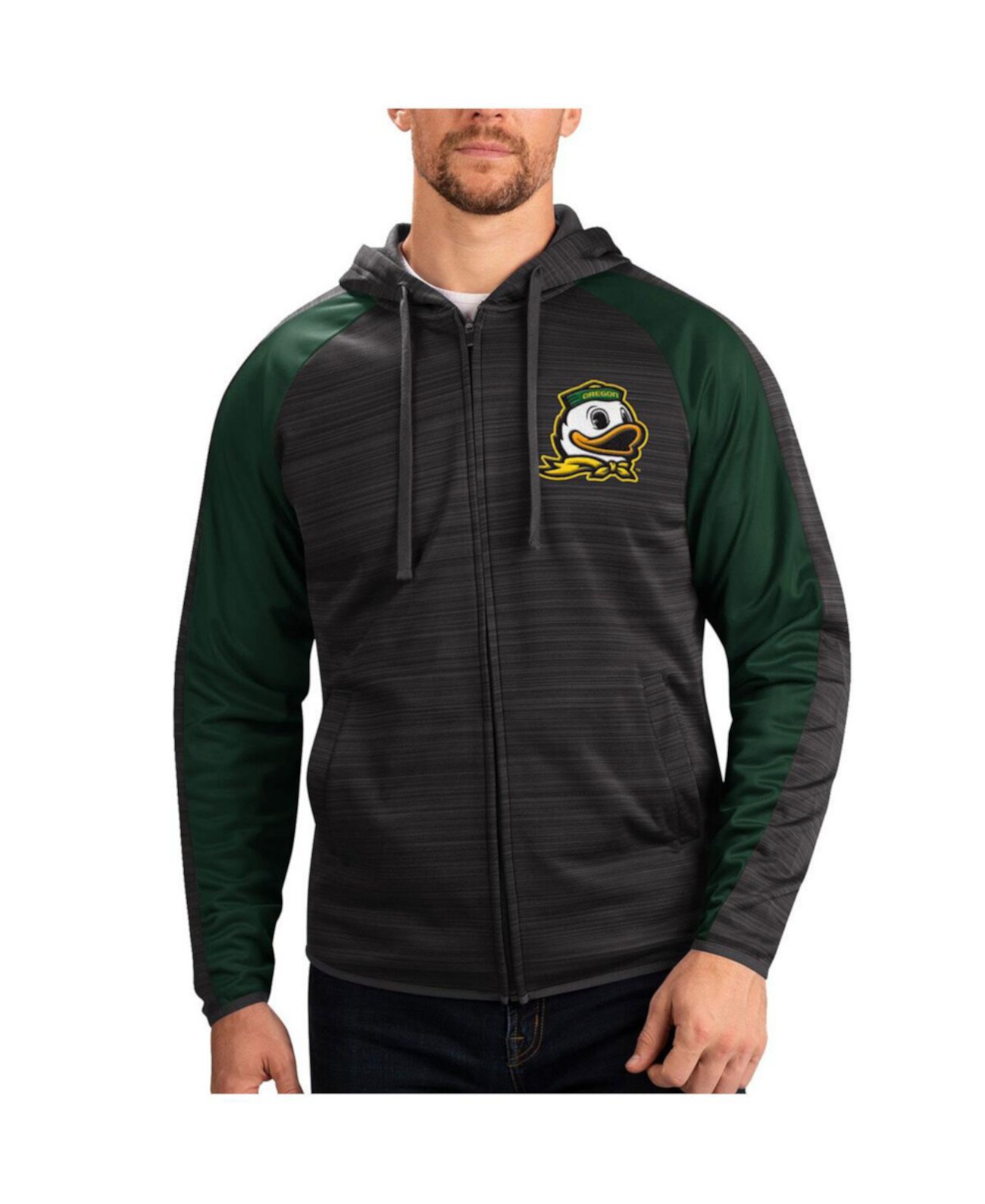 Черная мужская худи Oregon Ducks Neutral Zone с капюшоном и застежкой на молнию G-III Sports