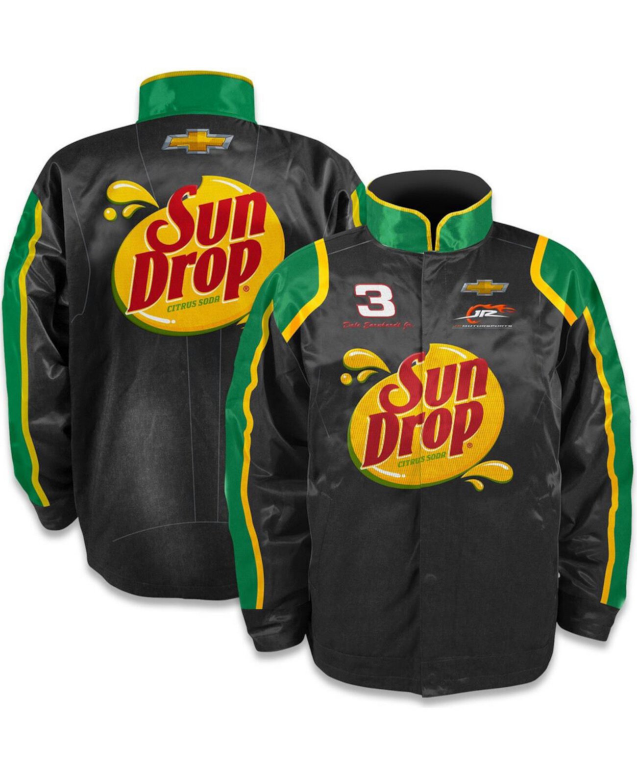Мужская черная нейлоновая униформа с длинными кнопками Dale Earnhardt Jr. Sun Drop JR Motorsports Official Team Apparel