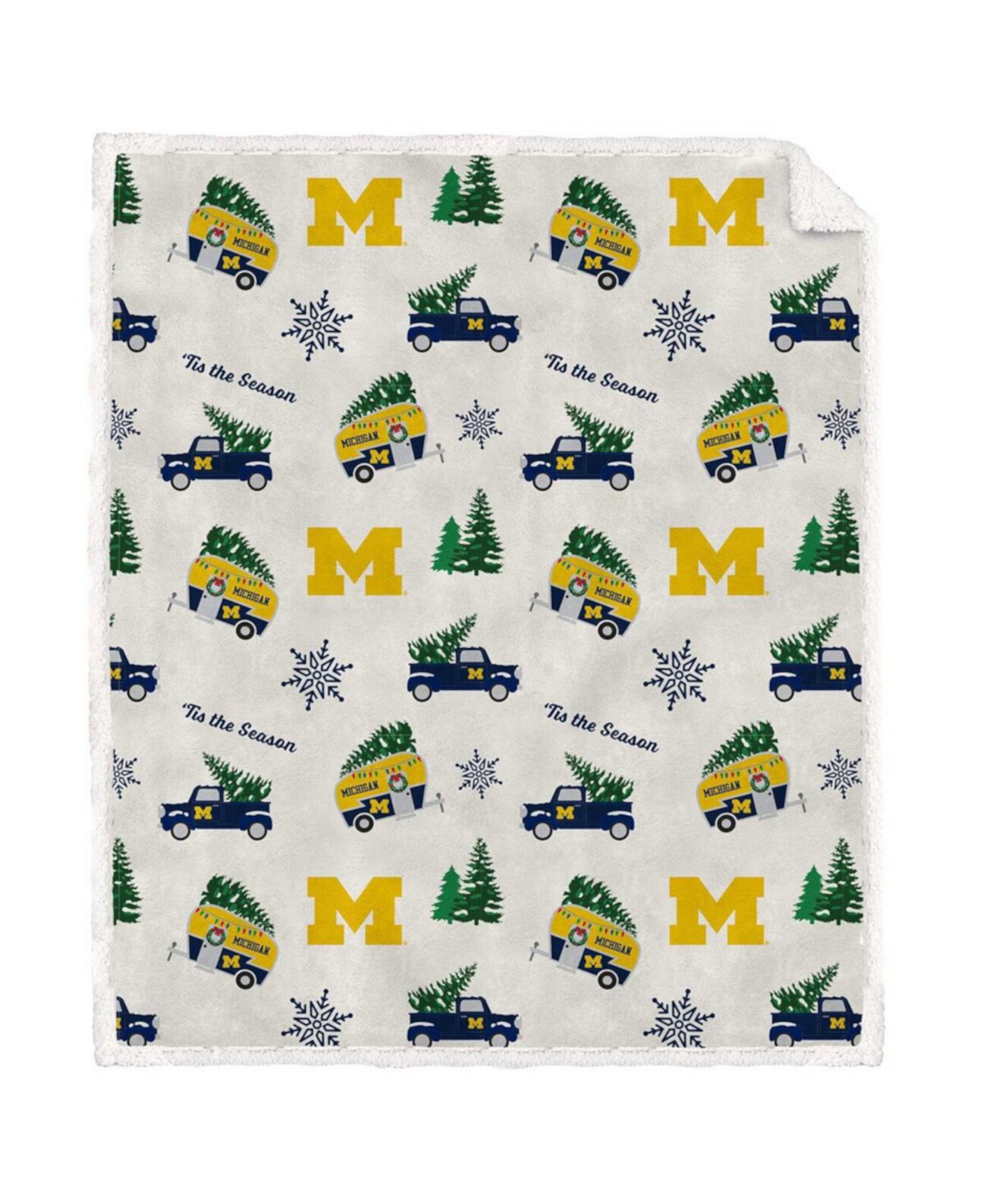 Фланелевое флисовое одеяло из шерпы Michigan Wolverines Holiday Truck с повторением размером 50 x 60 дюймов Pegasus Home Fashions