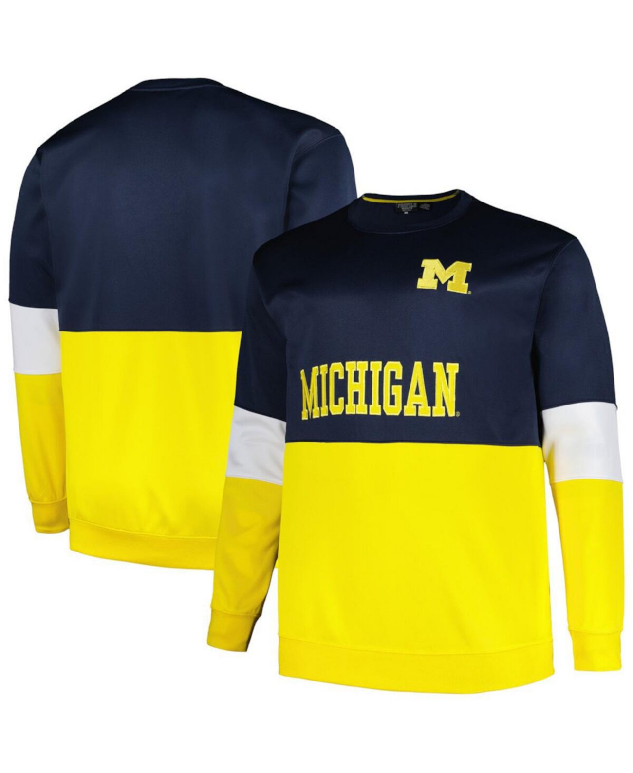 Мужской темно-синий флисовый пуловер Michigan Wolverines Big and Tall свитшот Profile