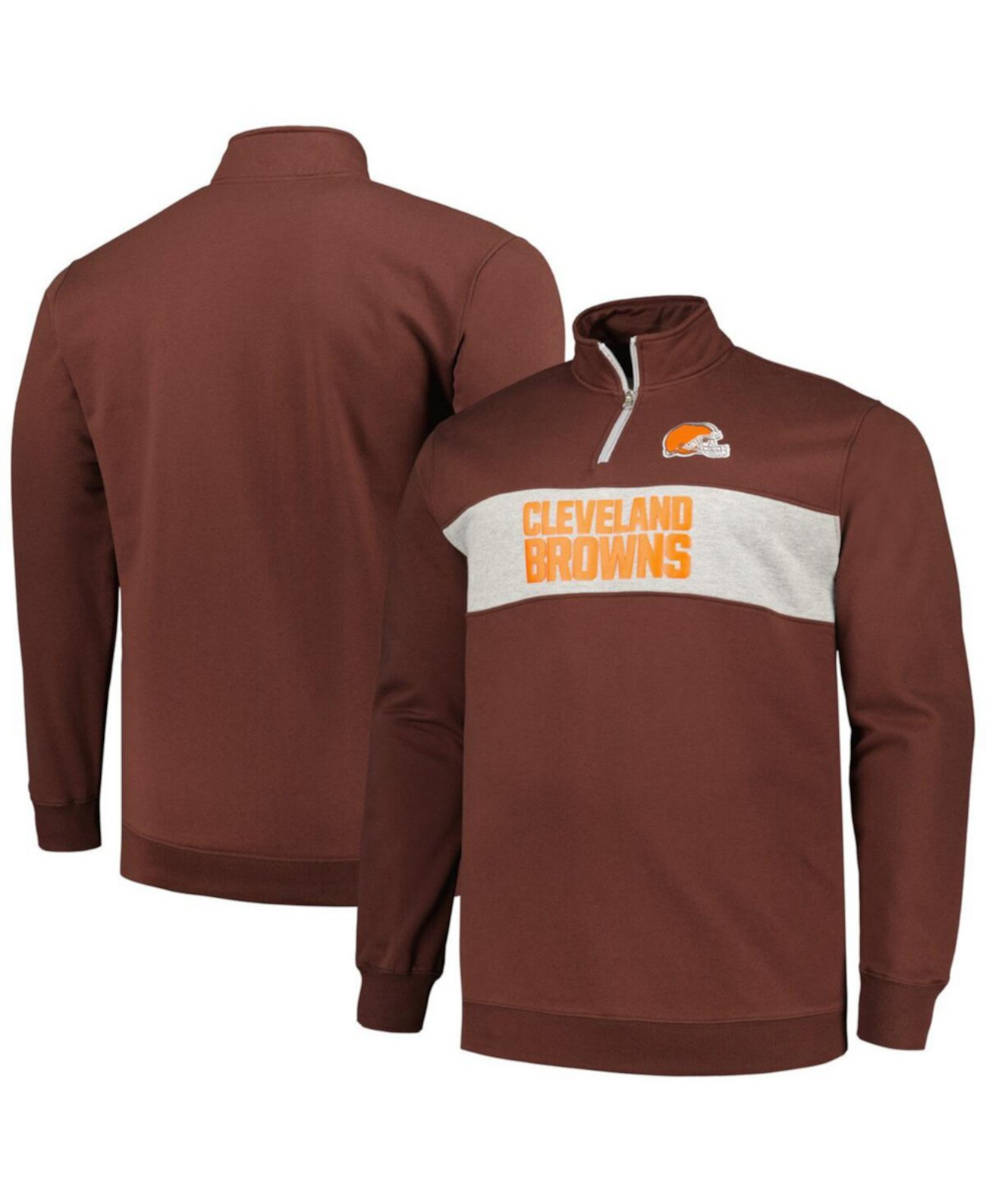 Мужская коричневая флисовая куртка Cleveland Browns с молнией четверть и четверть размера Profile