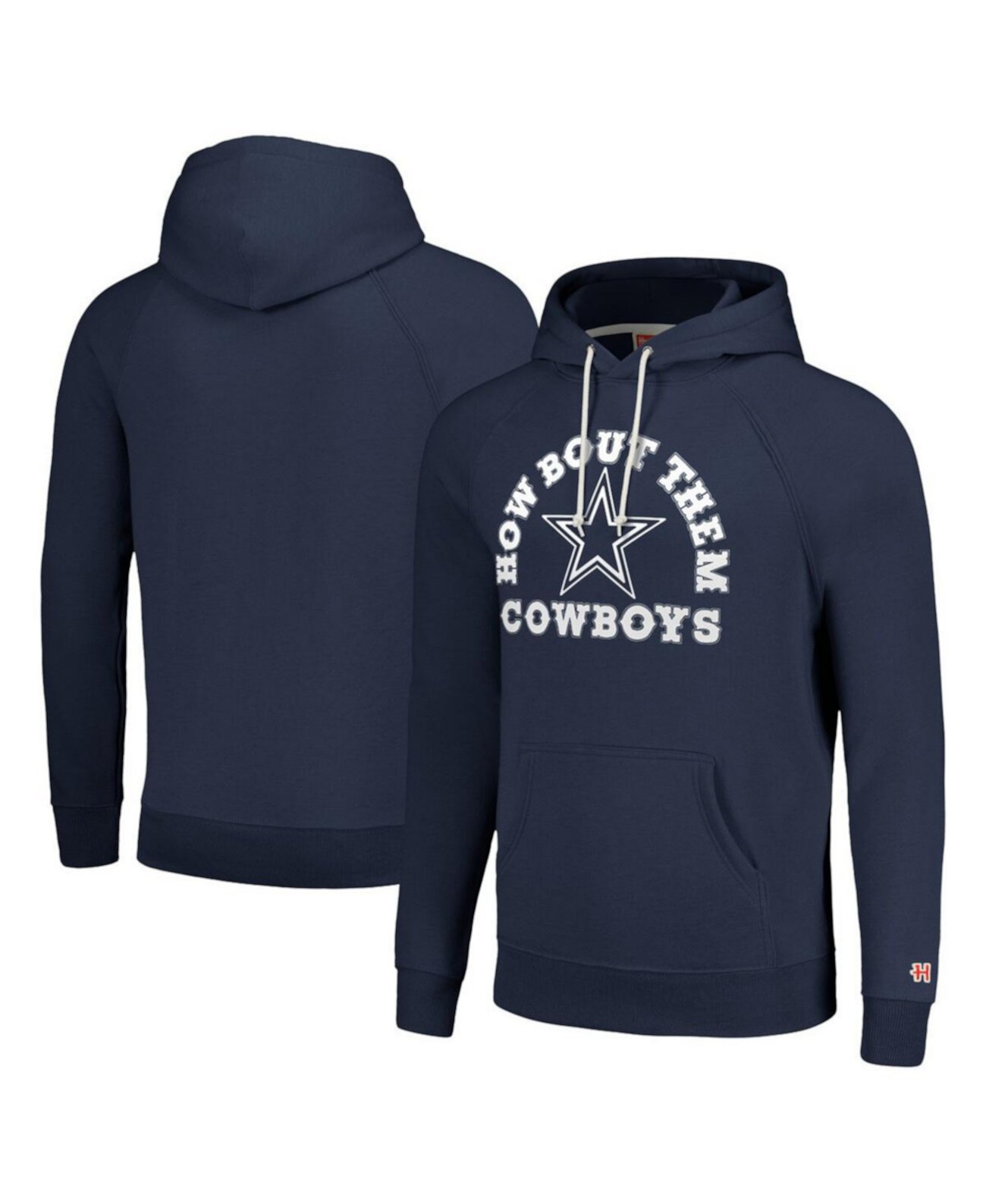 Мужской и женский темно-синий пуловер с капюшоном Dallas Cowboys Hyperlocal реглан Homage