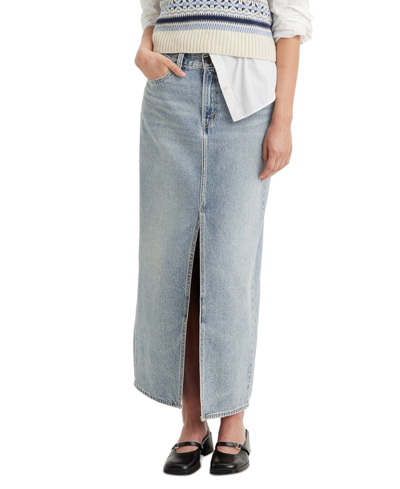 Женская хлопковая джинсовая юбка с разрезом спереди до щиколотки Levi's®
