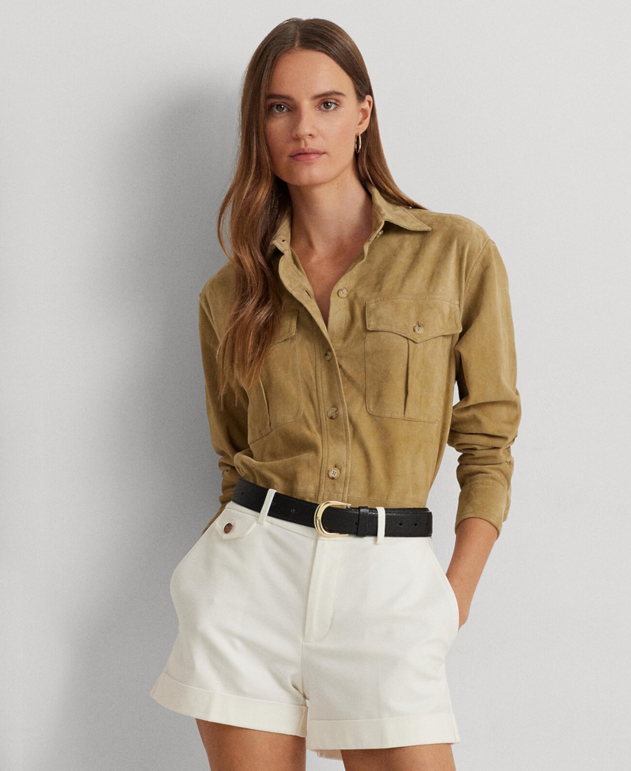 Женская замшевая рубашка с длинным рукавом Ralph Lauren