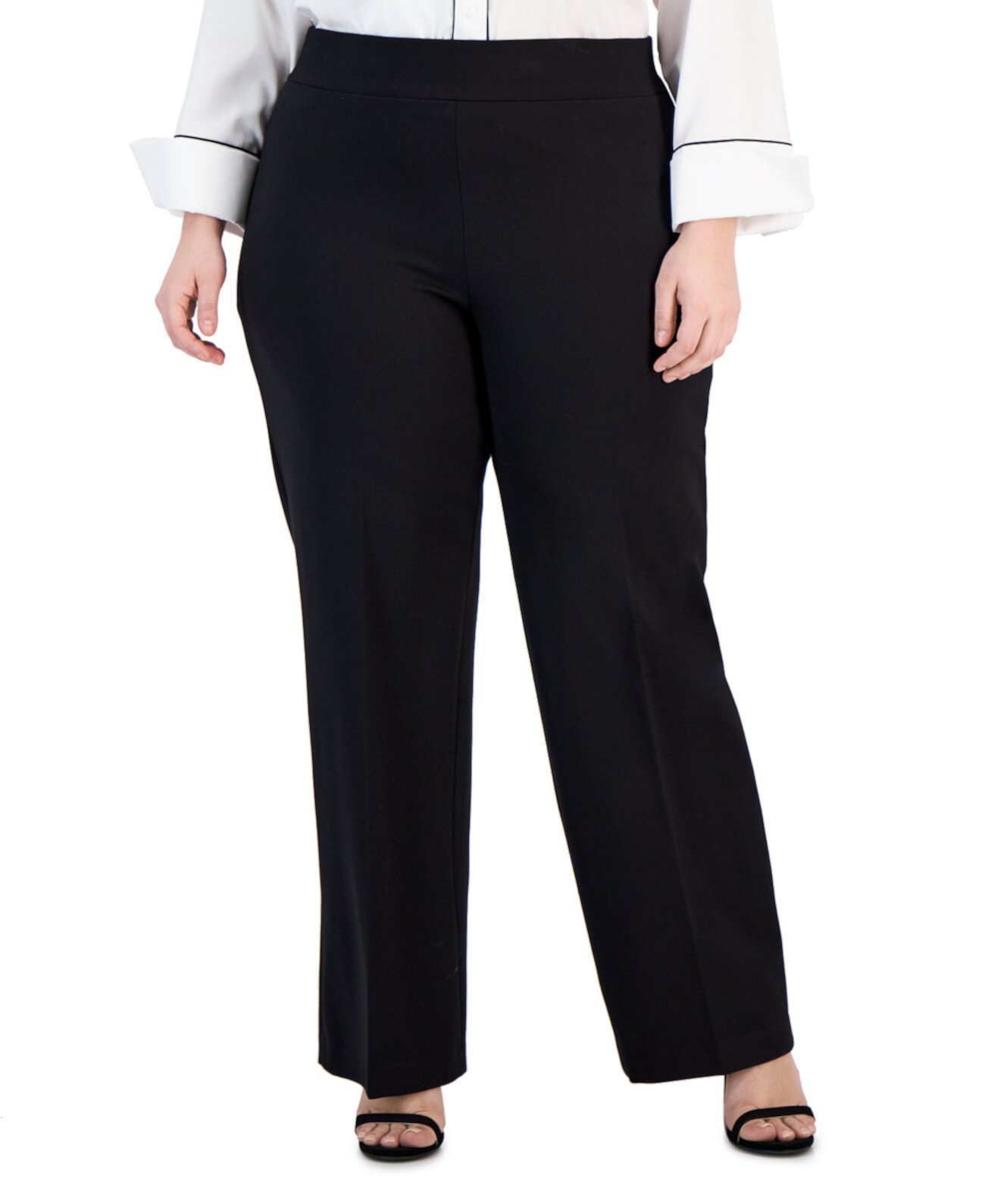 Компрессионные широкие брюки больших размеров без застежки Anne Klein