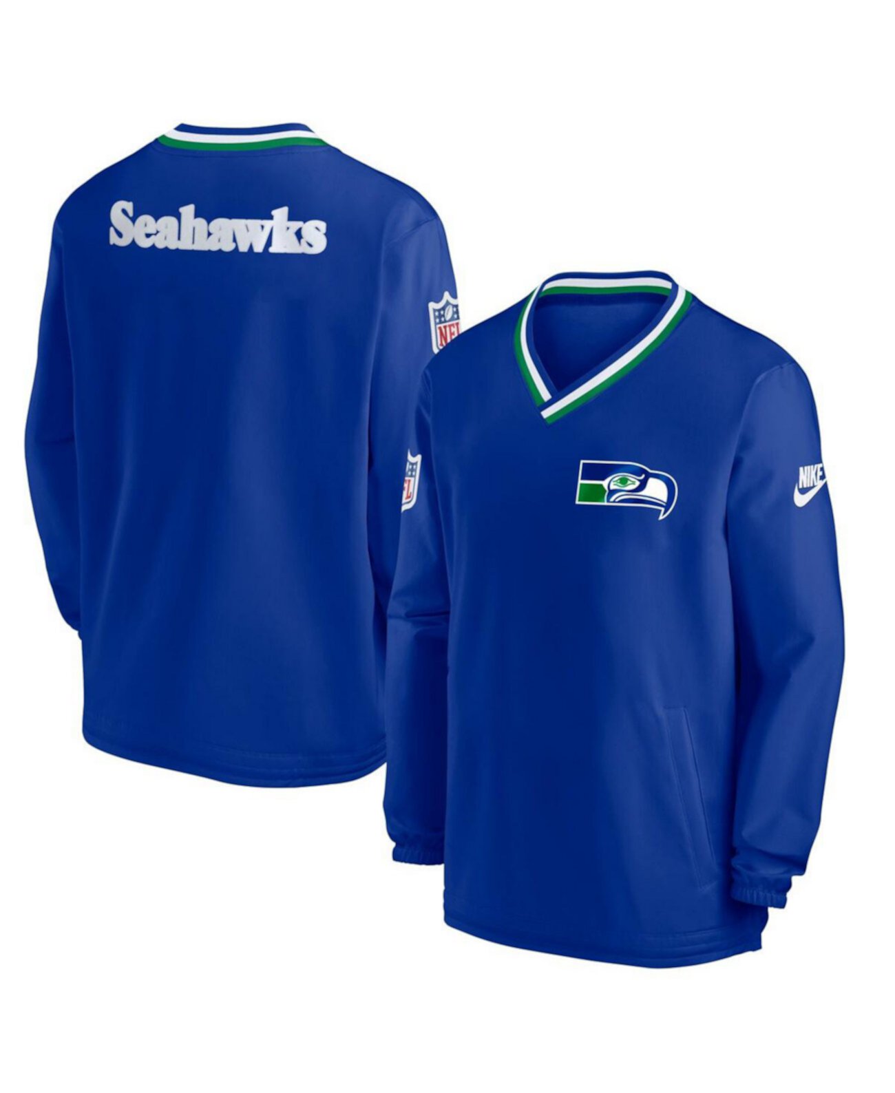 Мужская легкая ветровка с V-образным вырезом Nike Seattle Seahawks Throwback Nike