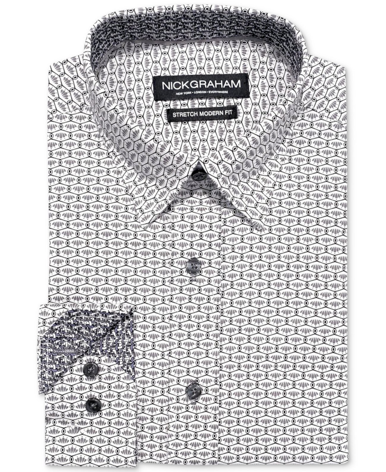 Мужская облегающая классическая рубашка стрейч с геопринтом Nick Graham