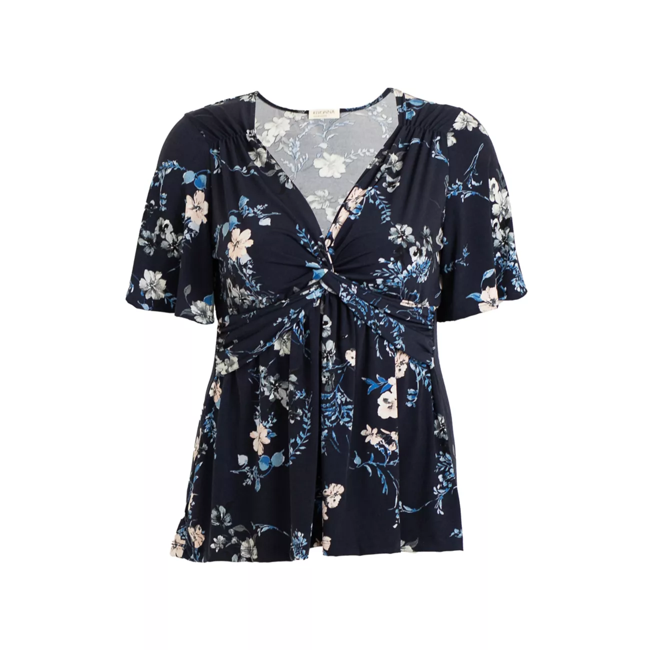 Abby Floral Twist-Front Top Kiyonna