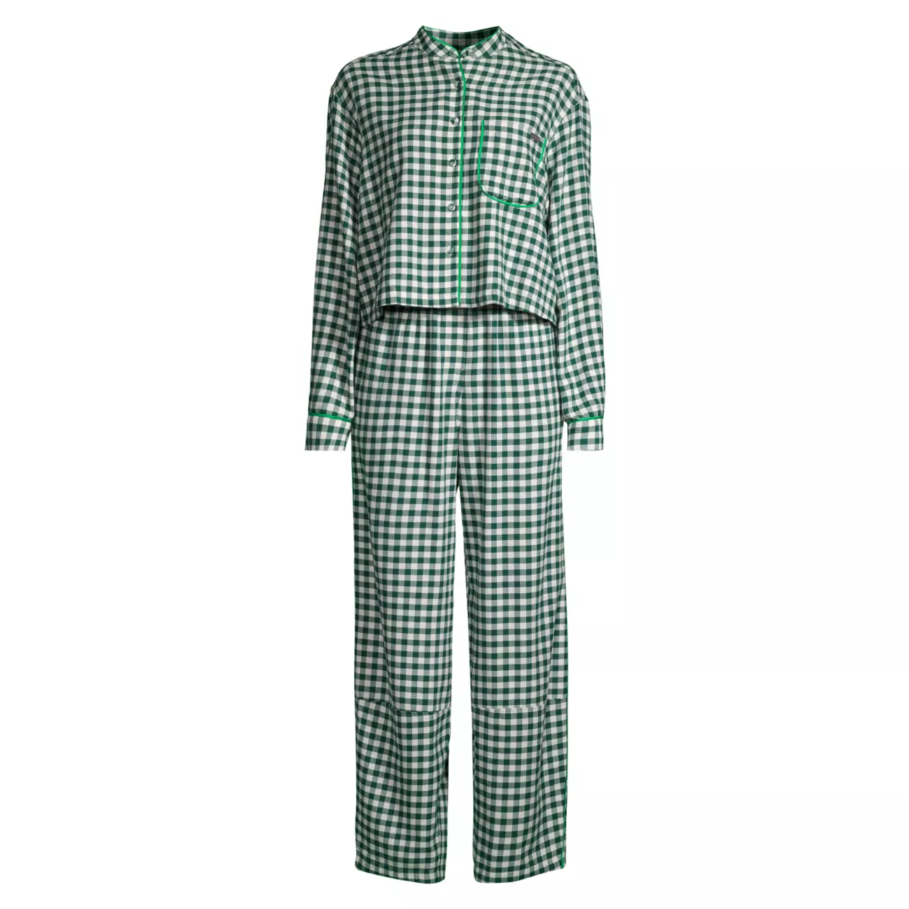 Gingham Cotton-Blend Brushed Flannel Pajamas LUNYA