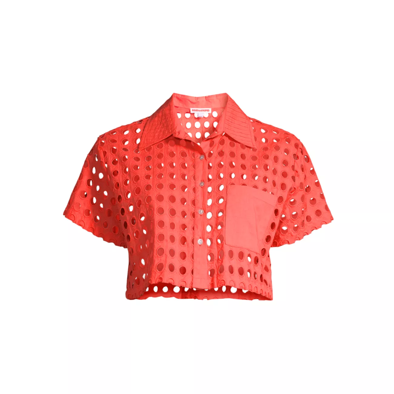 Укороченная хлопковая рубашка Cabana с люверсами SOLID & STRIPED