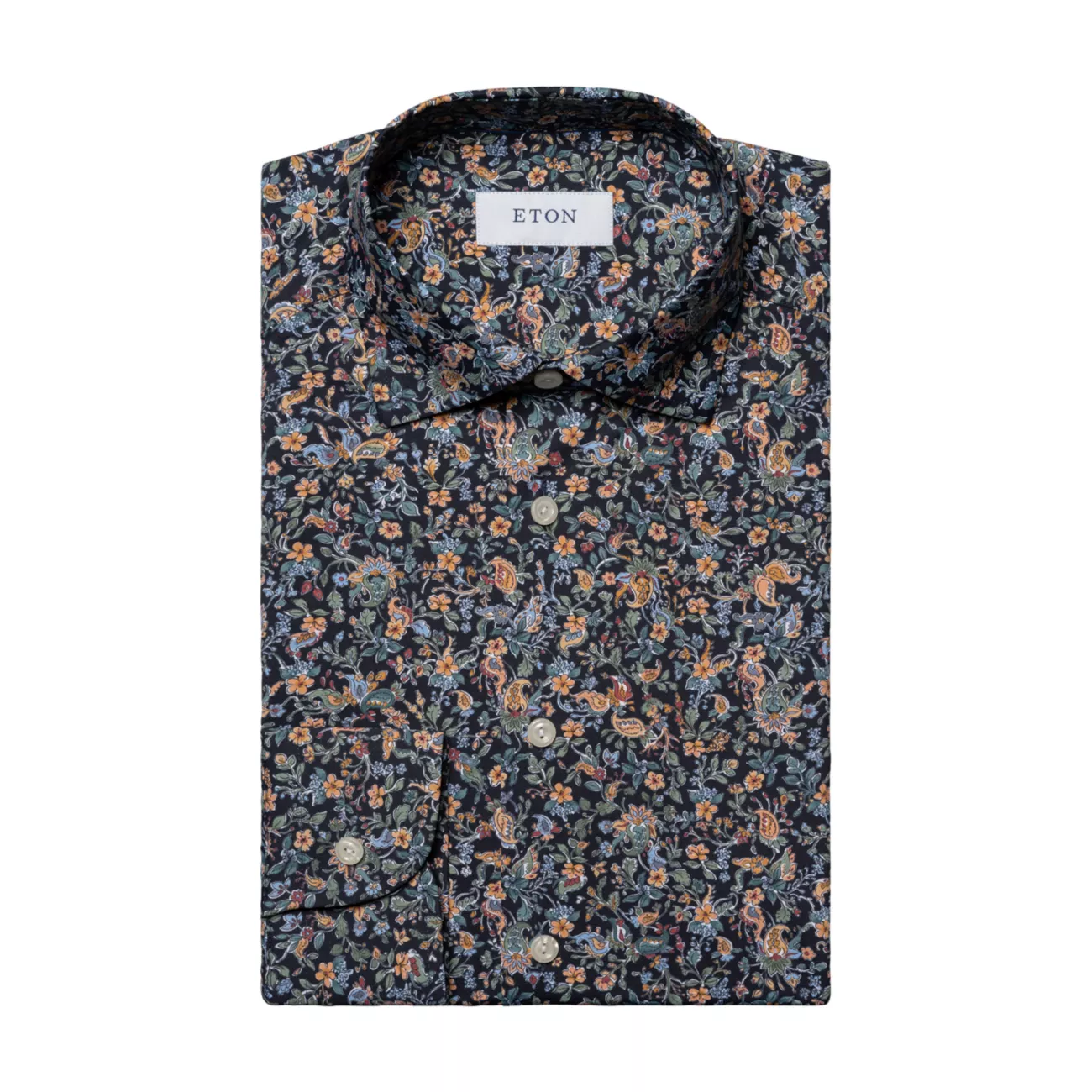 Рубашка узкого кроя с цветочным принтом, эластичная в четырех направлениях Eton